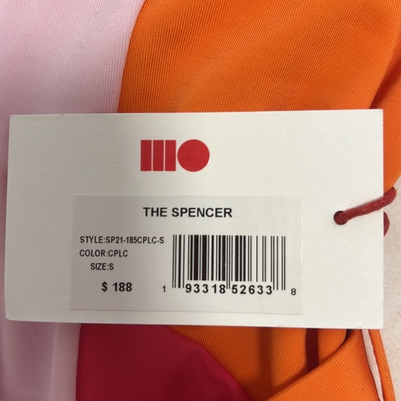 Pink and orange color blocked underwire belted one piece bathing suit - Picture 4 of 4